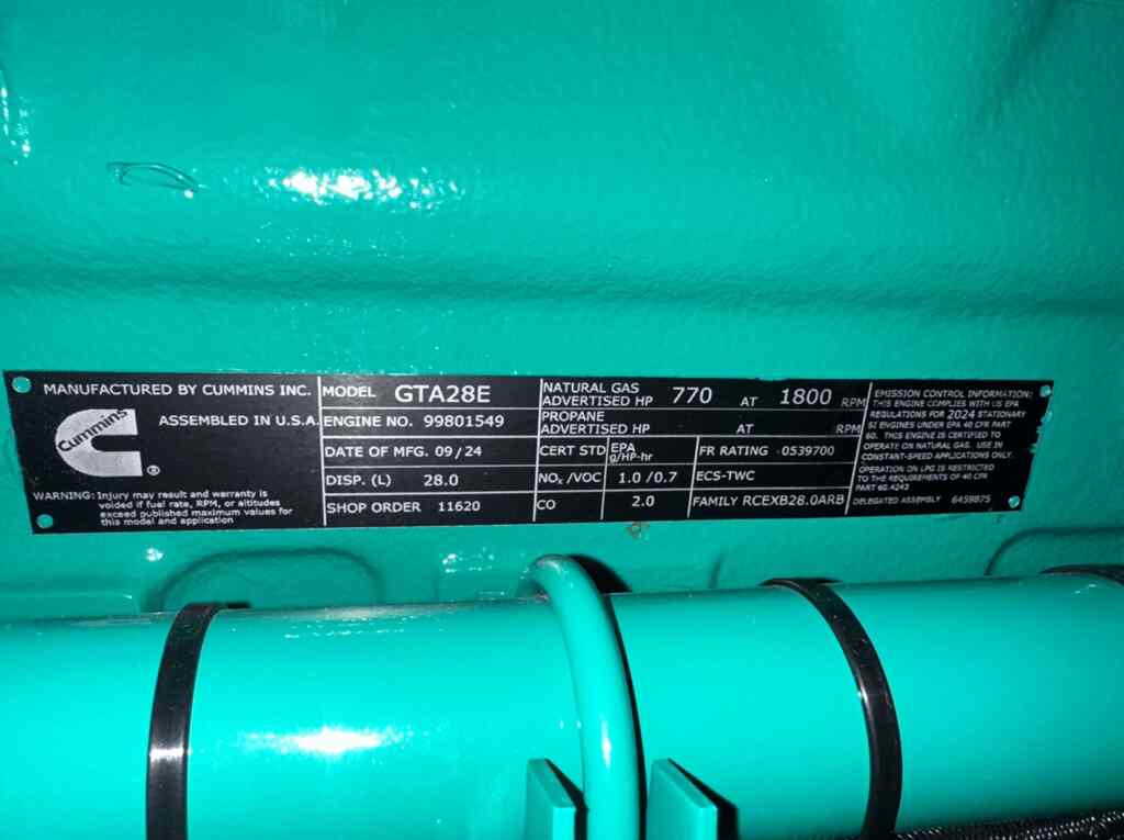 Cummins C500N6B Standby Natural Gas Generator